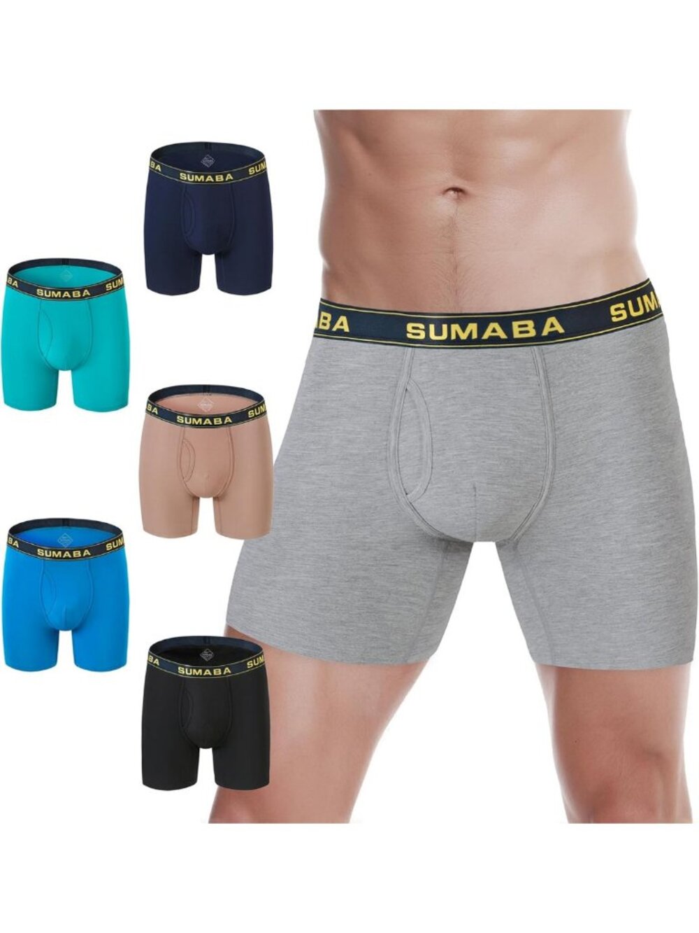 Comfortable Long Leg Men's Boxer Briefs with Pouch, No Ride Up Underwear